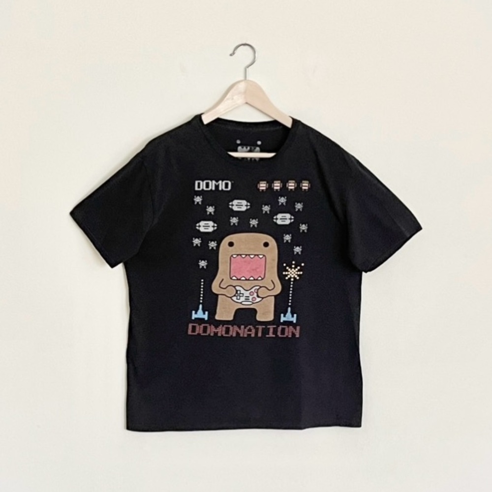 Vintage Y2K Domo Nation Kun Arcade Video Game Graphic Black T Shirt Adult Large